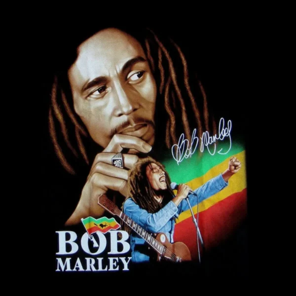 Motif tee shirt bob marley