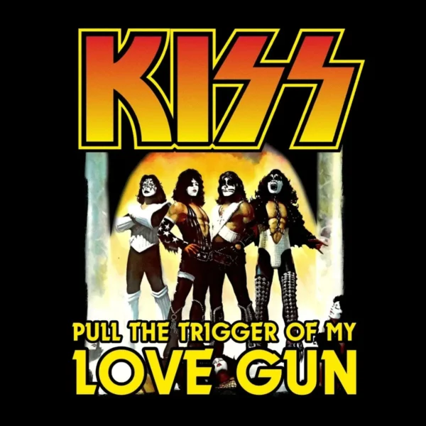 Motif tee shirt kiss love gun