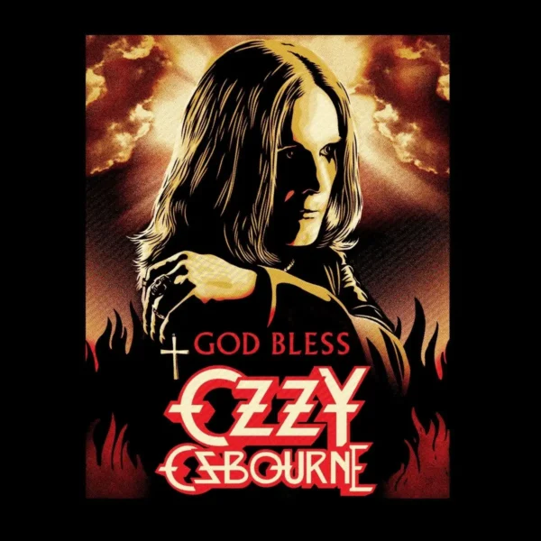 Motif tee shirt ozzy osbourne god bless