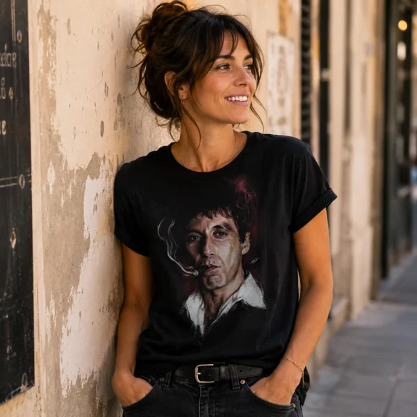 Tee shirt film annee 80 tony montana dessin
