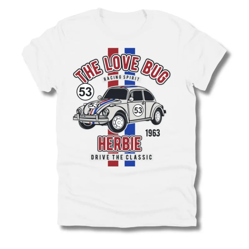 Tee shirt film amour coccinelle herbie blanc face