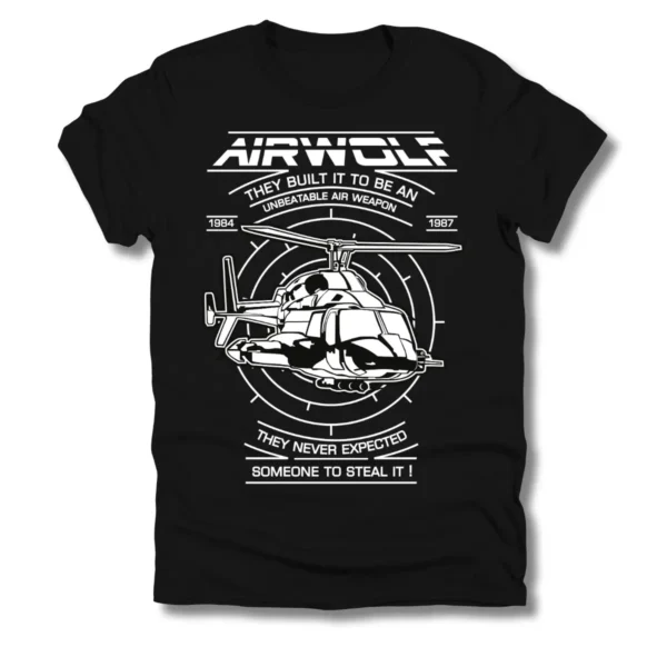 Tee shirt serie tv annee 80 supercopter airwolf noir