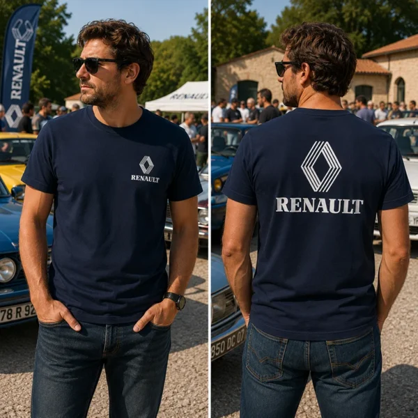 Tee shirt automobile retro logo renault
