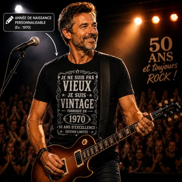 Tee shirt anniversaire annee de naissance personnalise