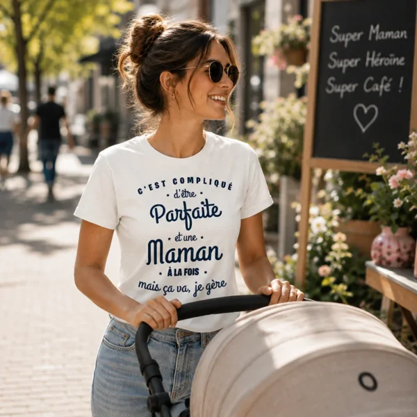 Tee shirt fete des meres texte humour