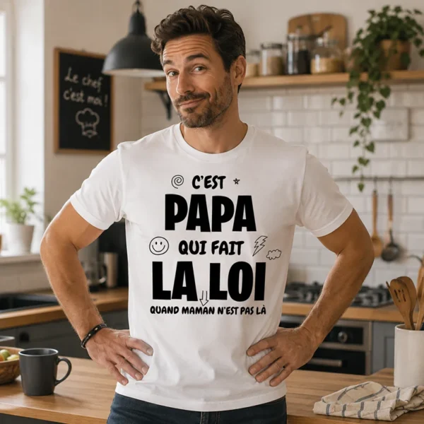 Tee shirt fete des peres papa fait la loi