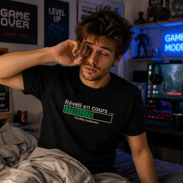 Tee shirt humour geek réveil en cours