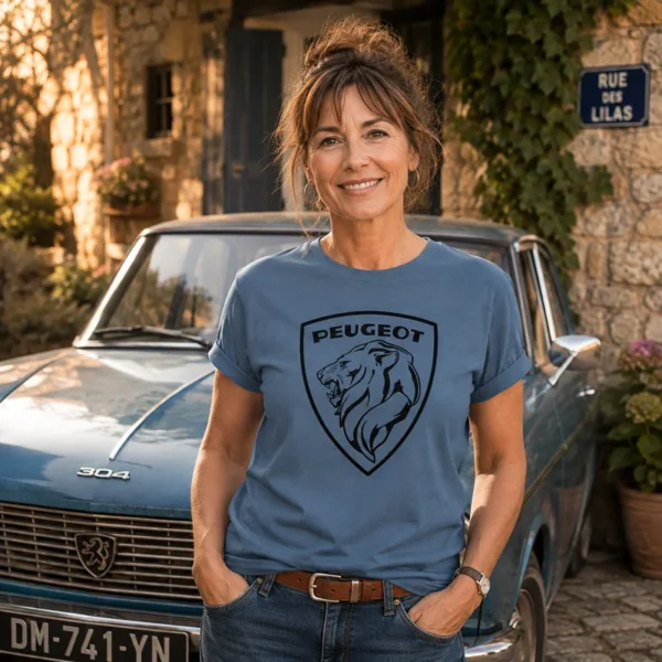 Tee shirt marque auto peugeot vintage