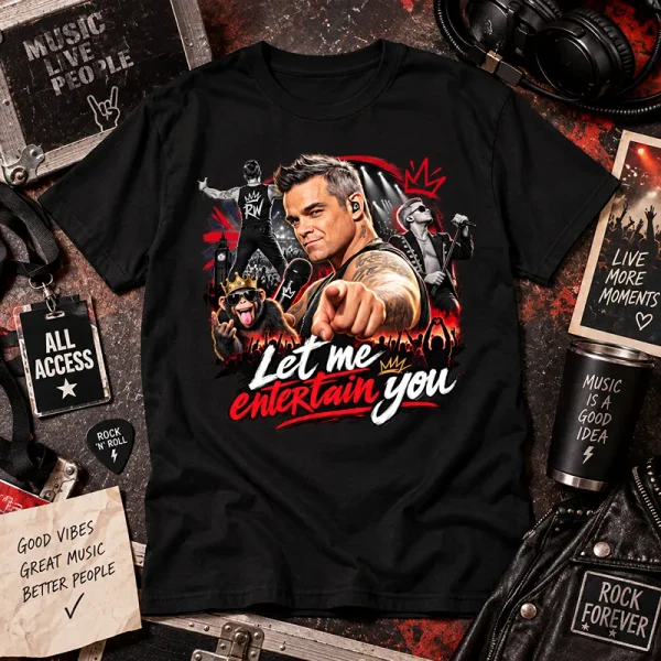 T-shirt Robbie Williams rock avec motif Let Me Entertain You