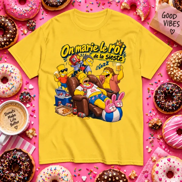 T-shirt EVG humour Roi de la Sieste inspiré des Simpson avec futur marié