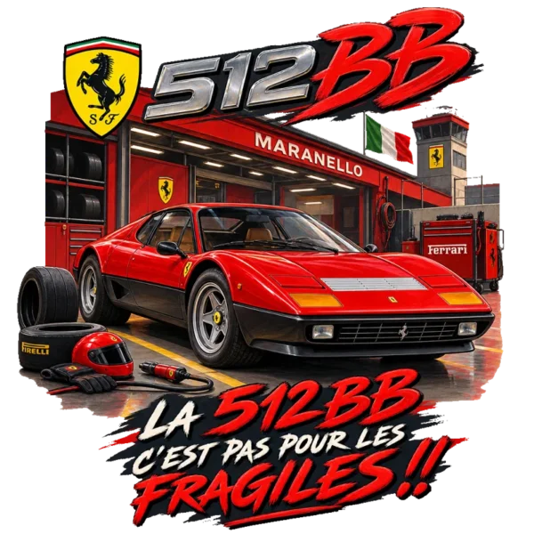 Tee shirt automobile ancienne ferrari 512BB