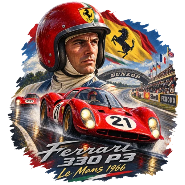 Tee shirt automobile ancienne ferrari le mans 330P