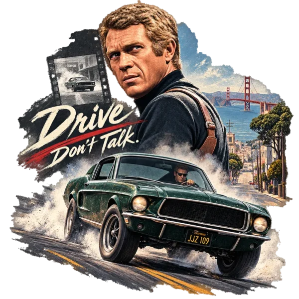 Tee shirt automobile ancienne ford mustang bullitt mc queen