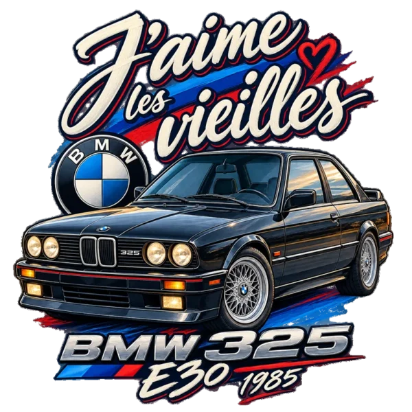 Tee shirt automobile ancienne jaime les vieilles bmw