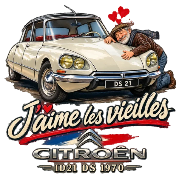 Tee shirt automobile ancienne jaime les vieilles citroen ds