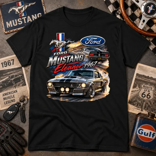 T-shirt noir Ford Mustang Eleanor avec motif muscle car américaine
