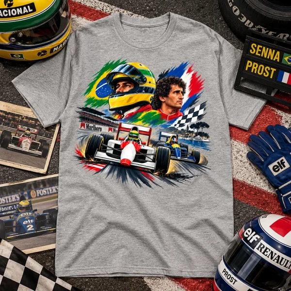 T-shirt Prost Senna F1 avec Alain Prost et Ayrton Senna en Formule 1