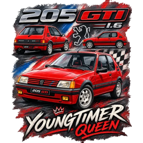 Tee shirt automobile youngtimer 205 GTI
