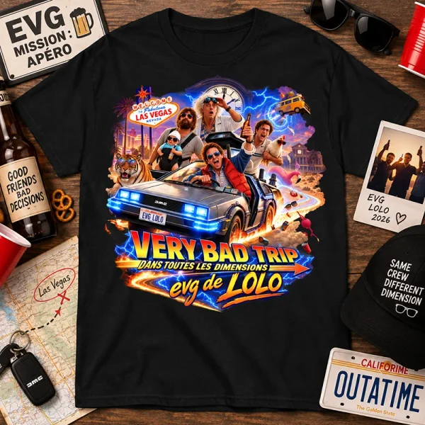 T-shirt noir EVG Very Bad Future inspiré de Retour vers le Futur et Very Bad Trip