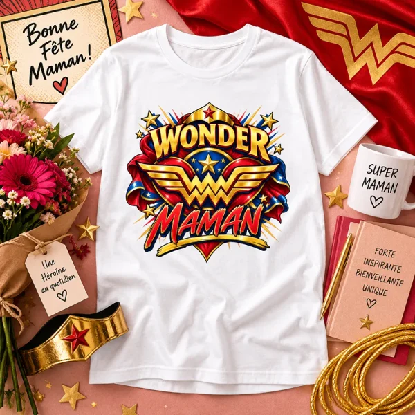 TT-shirt Wonder Maman thème super-héroïne – cadeau Fête des Mères
